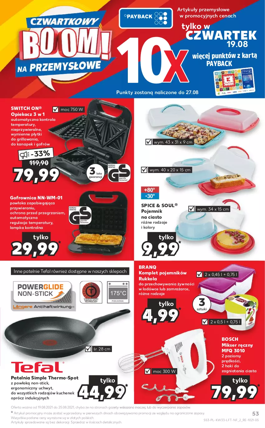 Gazetka promocyjna Kaufland - OFERTA TYGODNIA - ważna 19.08 do 25.08.2021 - strona 53 - produkty: Bosch, Fa, Gofrownica, Gra, Grill, Mikser, Mikser ręczny, Patelnia, Pojemnik, Pojemnik na ciasto, Ser, Tefal