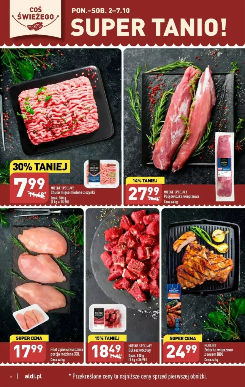 Gazetka promocyjna Aldi - ważna 02.10 do 07.10.2023 - strona 42 - produkty: Filet z piersi kurczaka, Kurczak, Mięsne specjały, Mięso, Mięso mielone, Mięso mielone z szynki, Morliny