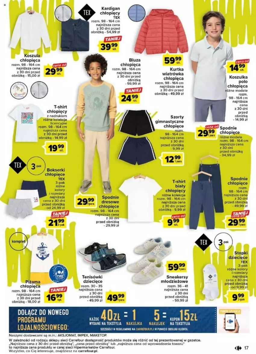 Gazetka promocyjna Carrefour - ważna 08.08 do 19.08.2023 - strona 9 - produkty: Bluza, Bokserki, Dres, Dzieci, Gra, Kardigan, Klej, Kosz, Koszula, Koszulka, Kurtka, Piżama, Ser, Sneakersy, Spodnie, T-shirt, Tenisówki, Top, Wiatrówka