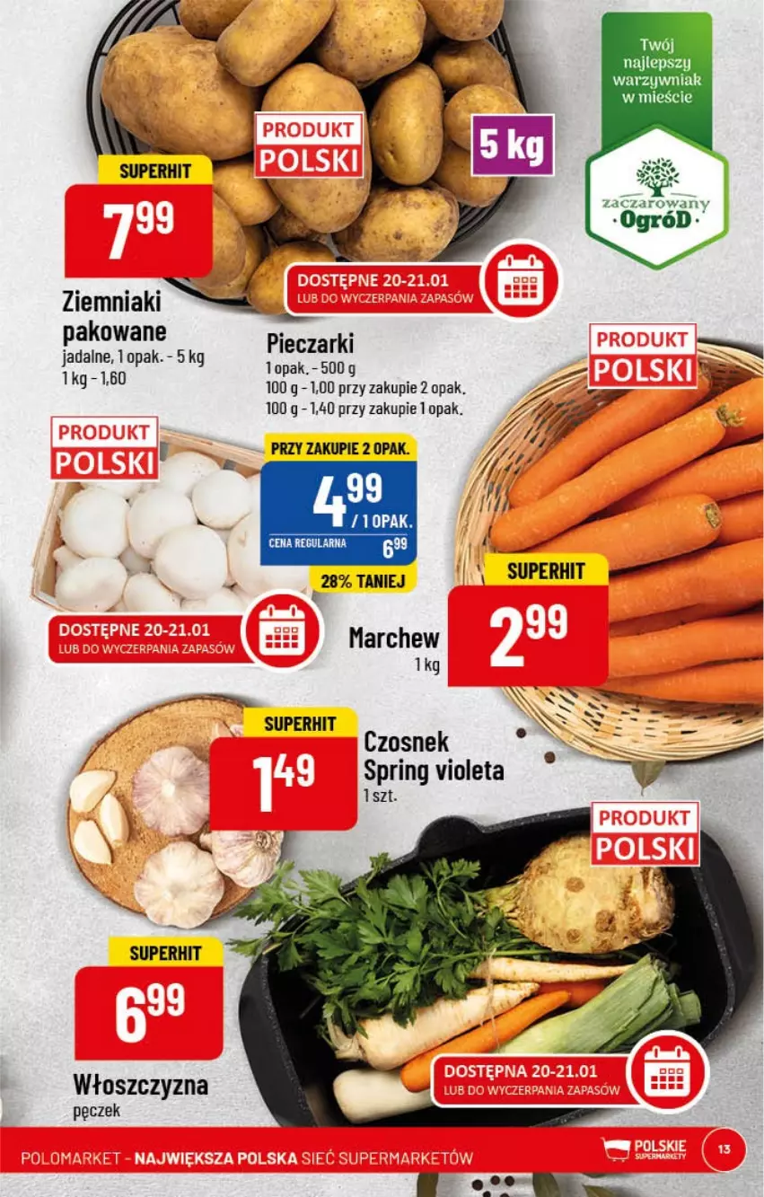 Gazetka promocyjna PoloMarket - Gazetka pomocyjna - ważna 18.01 do 24.01.2022 - strona 13 - produkty: Czosnek, Piec, Włoszczyzna pęczek, Ziemniaki