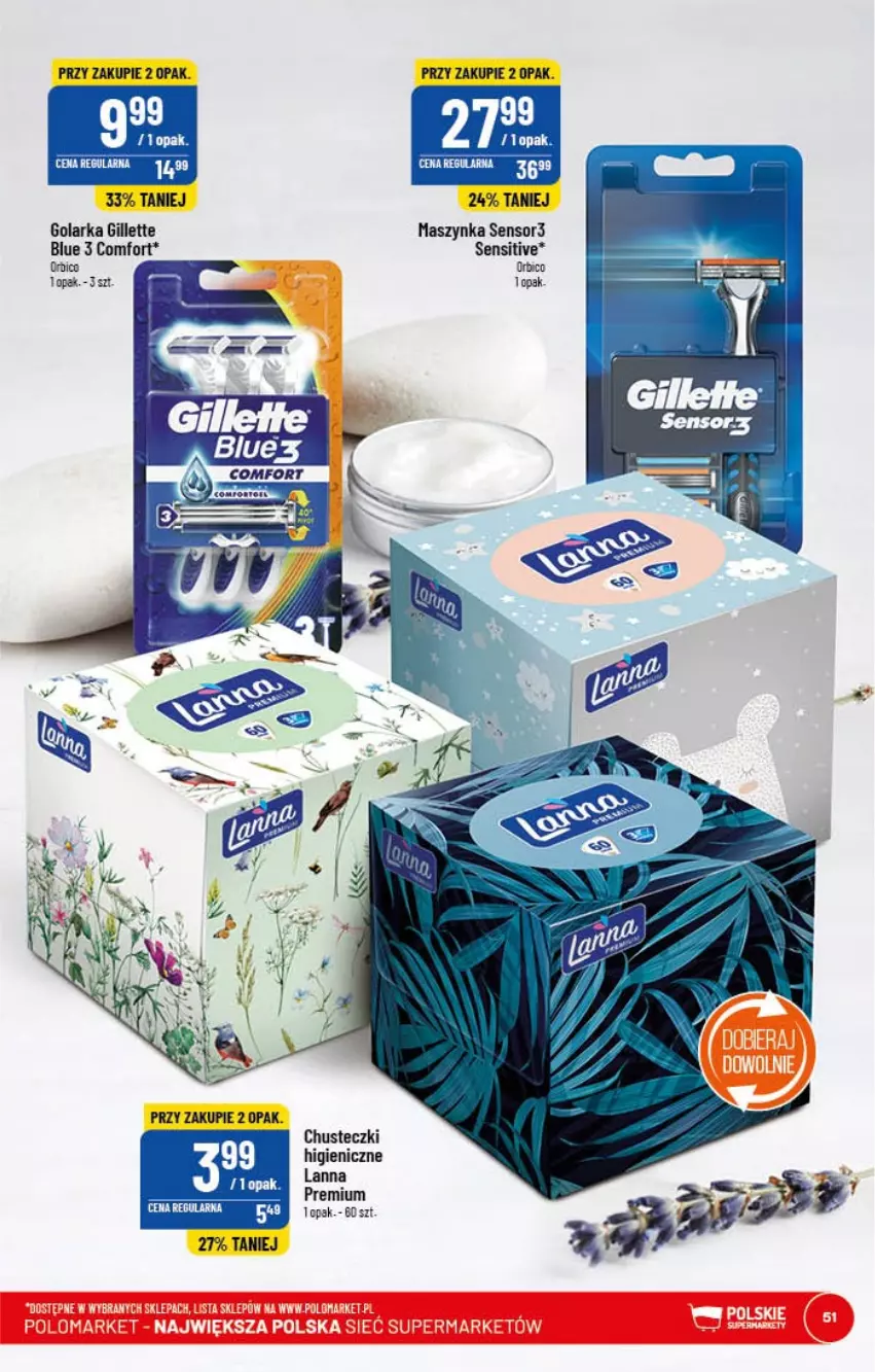 Gazetka promocyjna PoloMarket - Gazetka pomocyjna - ważna 18.01 do 24.01.2022 - strona 51 - produkty: BIC, Chusteczki, Gillette, Golarka, Maszynka, Szynka