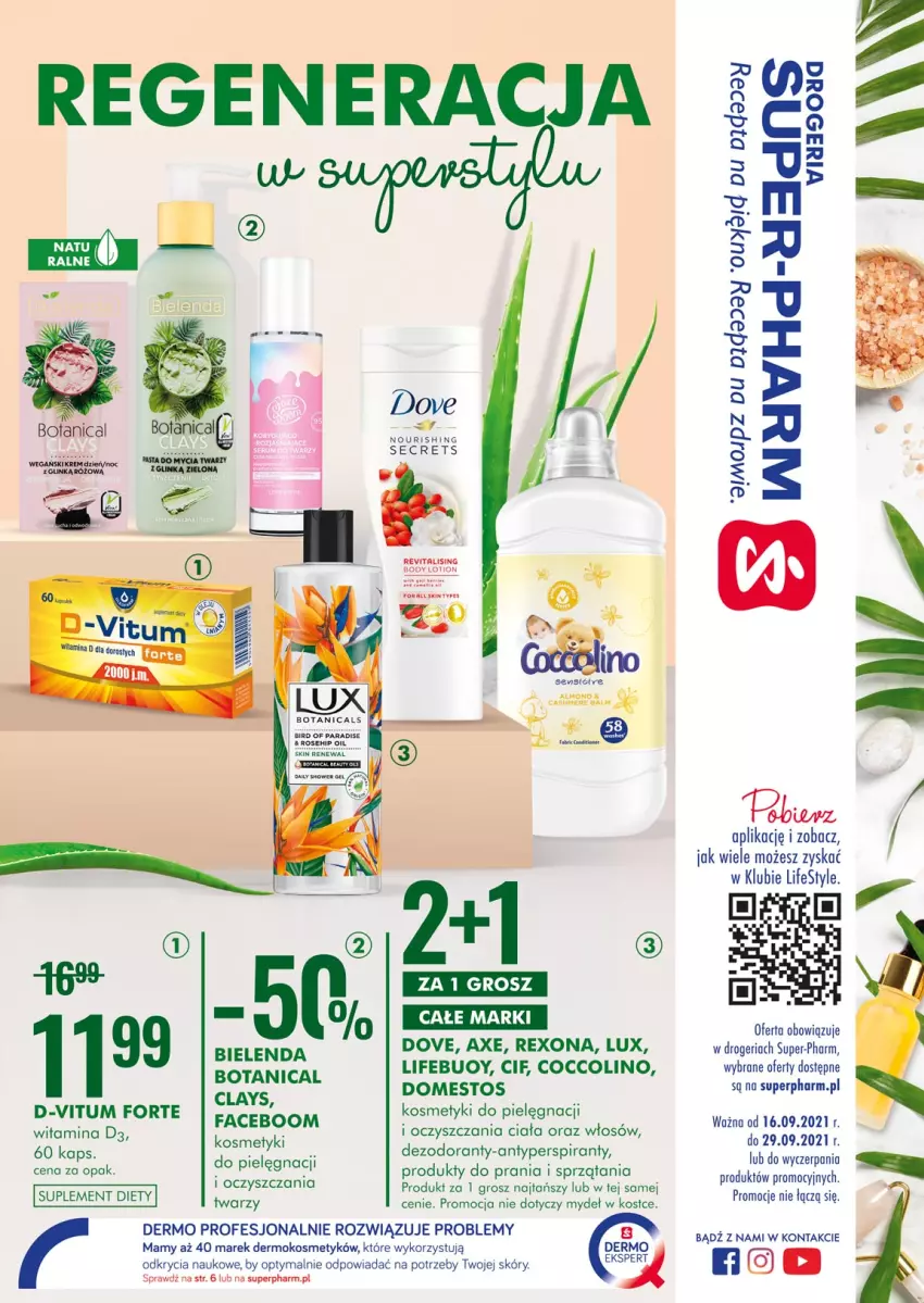 Gazetka promocyjna Super Pharm - Gazetka - ważna 16.09 do 29.09.2021 - strona 1 - produkty: Antyperspirant, Bielenda, Body, Coccolino, Dezodorant, Domestos, Dove, Fa, Rexona