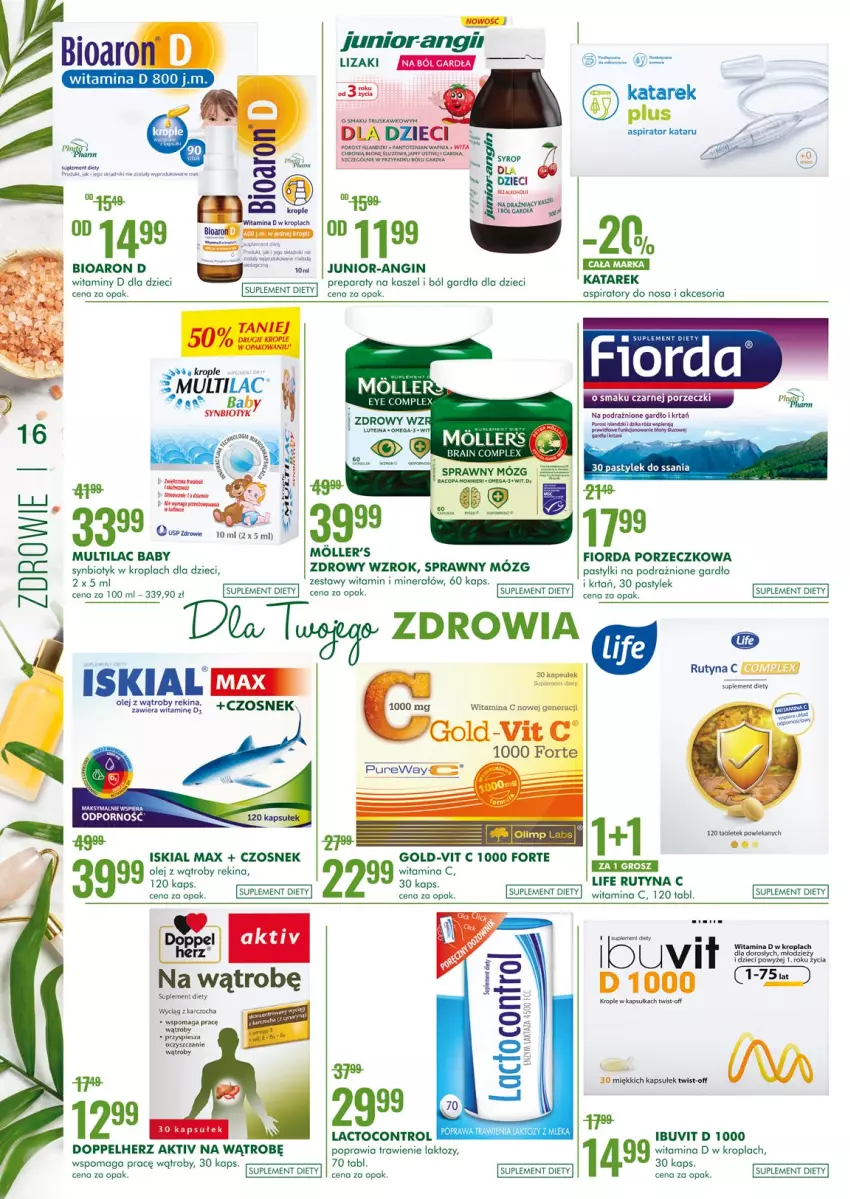 Gazetka promocyjna Super Pharm - Gazetka - ważna 16.09 do 29.09.2021 - strona 16 - produkty: Control, Czosnek, Doppelherz, Dzieci, Fa, Fiorda, Gin, Iskial, Multilac, Olej, Pastylki, Por, Suplement diety, Synbiotyk, Tablet