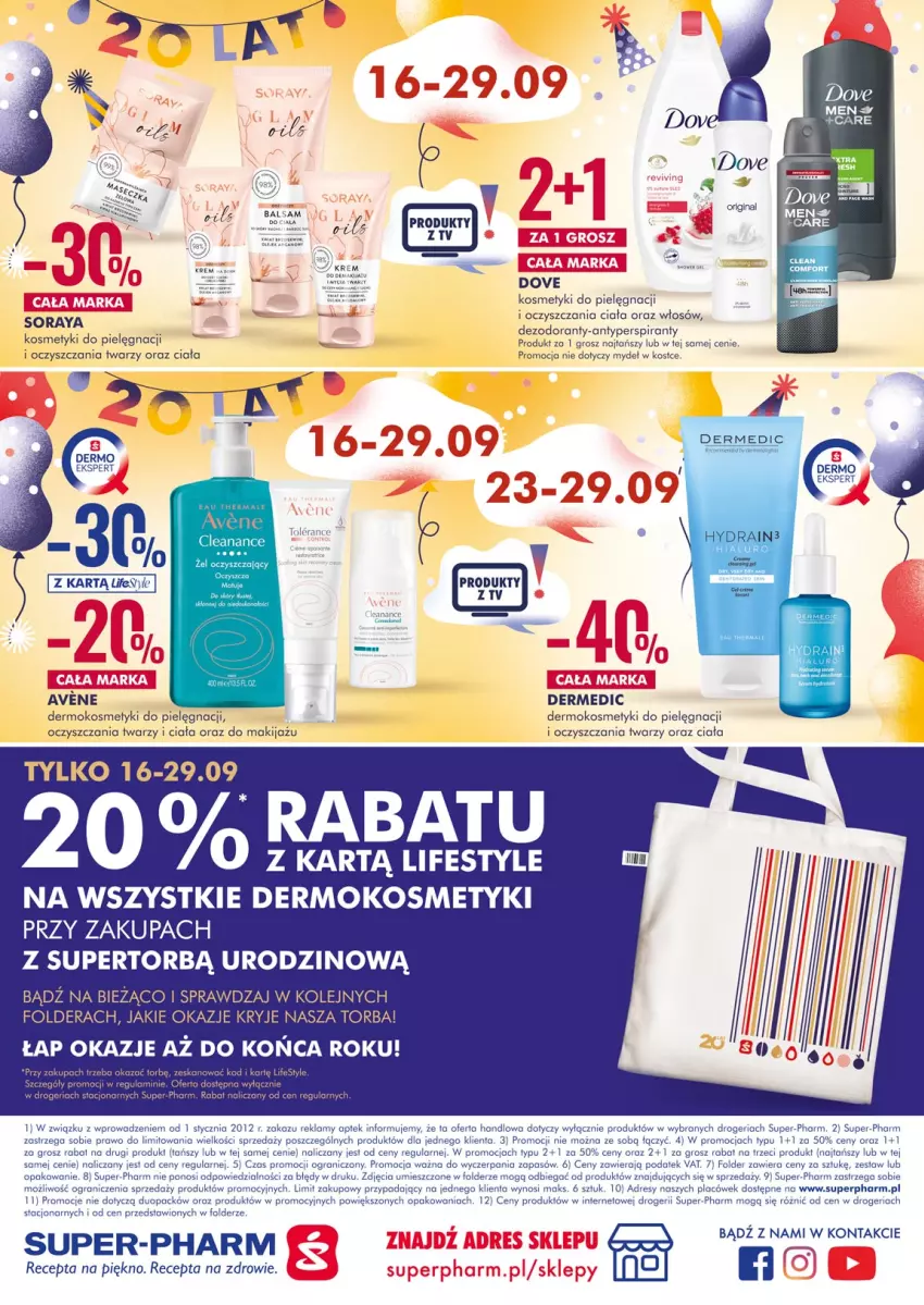 Gazetka promocyjna Super Pharm - Gazetka - ważna 16.09 do 29.09.2021 - strona 20 - produkty: Antyperspirant, Ba!, Dermedic, Dezodorant, Dove, Dres, Gra, HP, Kosmetyki do pielęgnacji, Makijaż, Olej, Rama, Torba, Zdrowie