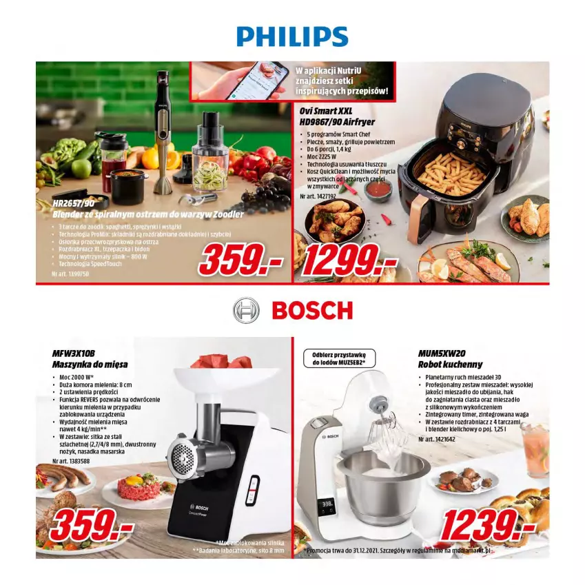 Gazetka promocyjna Media Markt - Gazetka Media Markt - ważna 01.12 do 24.12.2021 - strona 17 - produkty: Blender, Gra, Grill, Kosz, LANA, Maszynka, Mieszadło, Noż, Philips, Por, Robot, Rozdrabniacz, Sok, Szynka, Waga