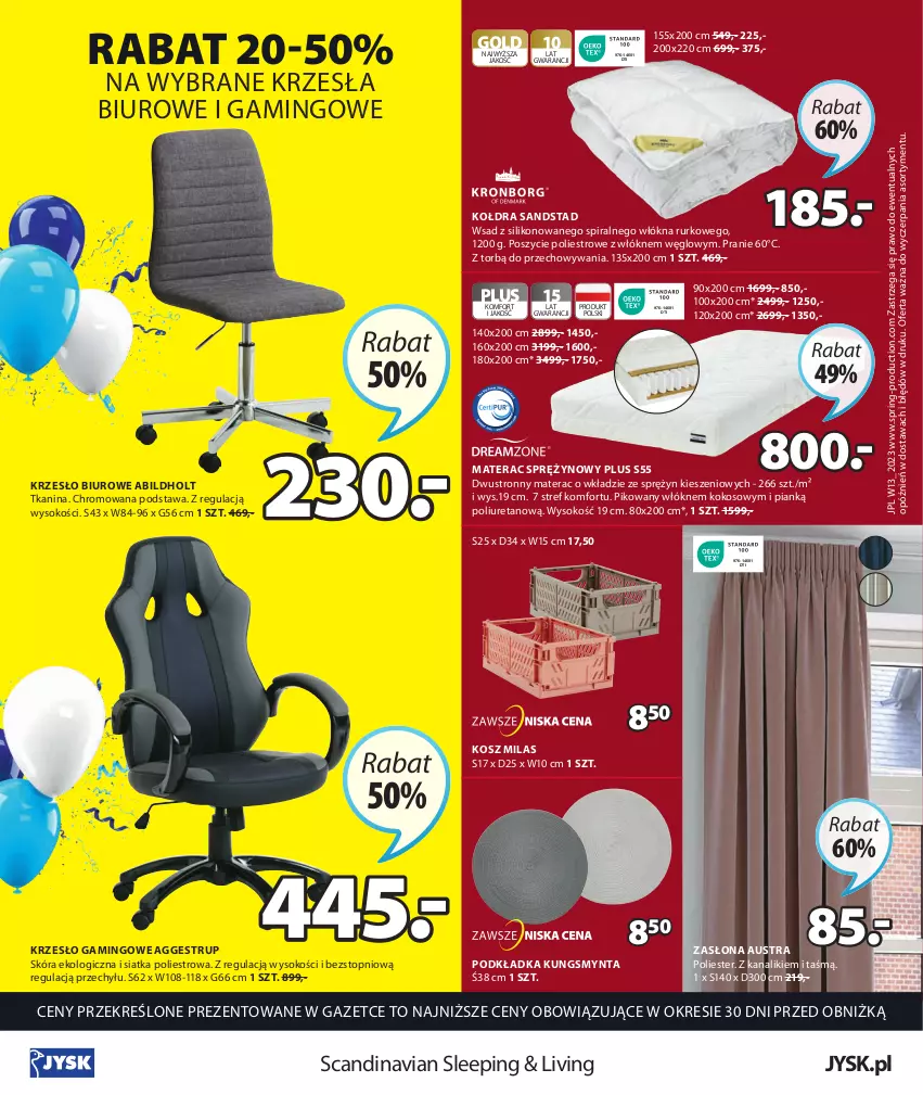 Gazetka promocyjna Jysk - Oferta tygodnia - ważna 08.03 do 16.04.2023 - strona 25 - produkty: Biuro, Kokos, Kołdra, Kosz, Krzesło, Materac, Materac sprężynowy, Podkład, Podkładka, Siatka, Sok, Tera, Top, Zasłona