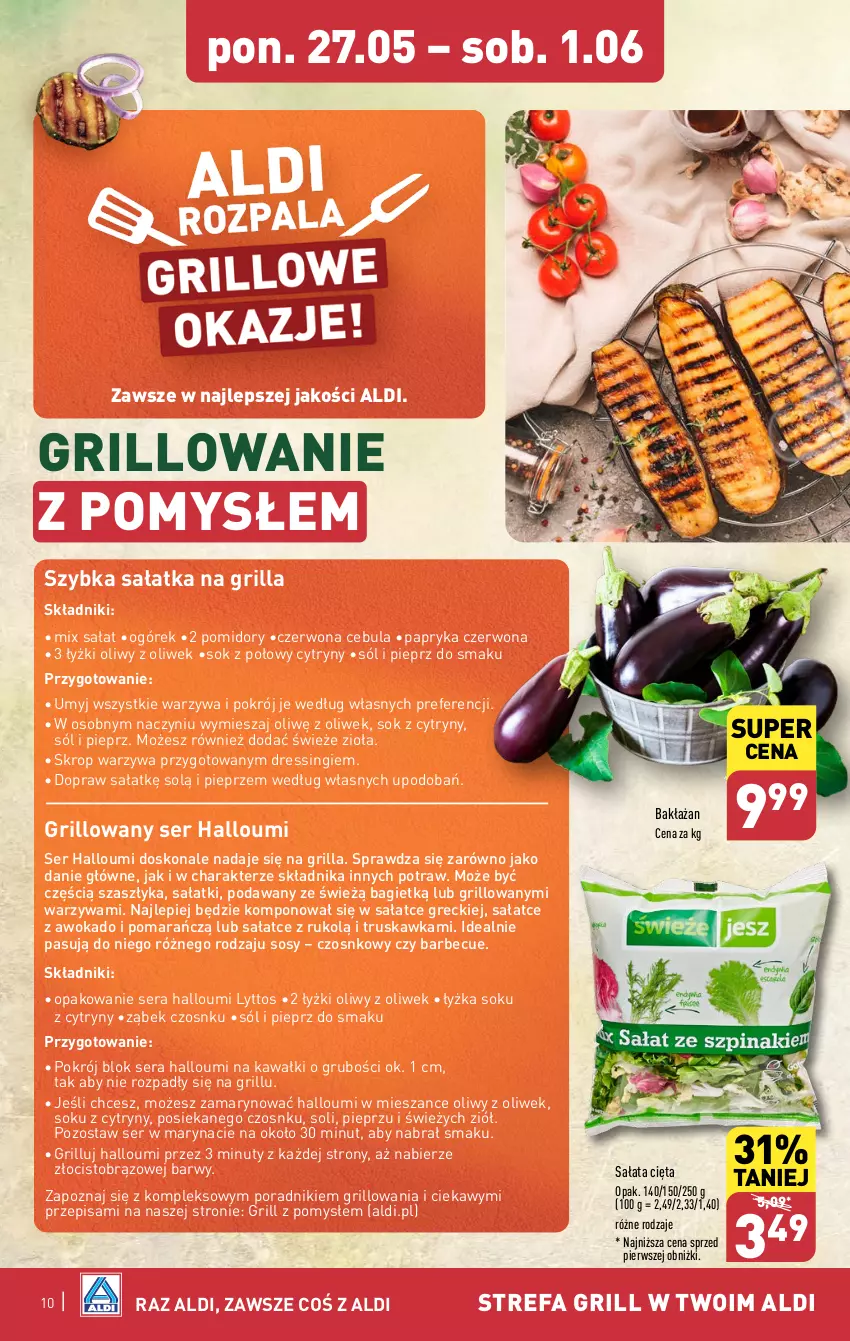 Gazetka promocyjna Aldi - Pełna oferta - ważna 27.05 do 01.06.2024 - strona 10 - produkty: Cebula, Cytryny, Dres, Fa, Grill, Kawa, Nuty, Ogórek, Papryka, Papryka czerwona, Pieprz, Pomidory, Por, Sałat, Sałatka, Ser, Sok, Sól, Sos, Warzywa