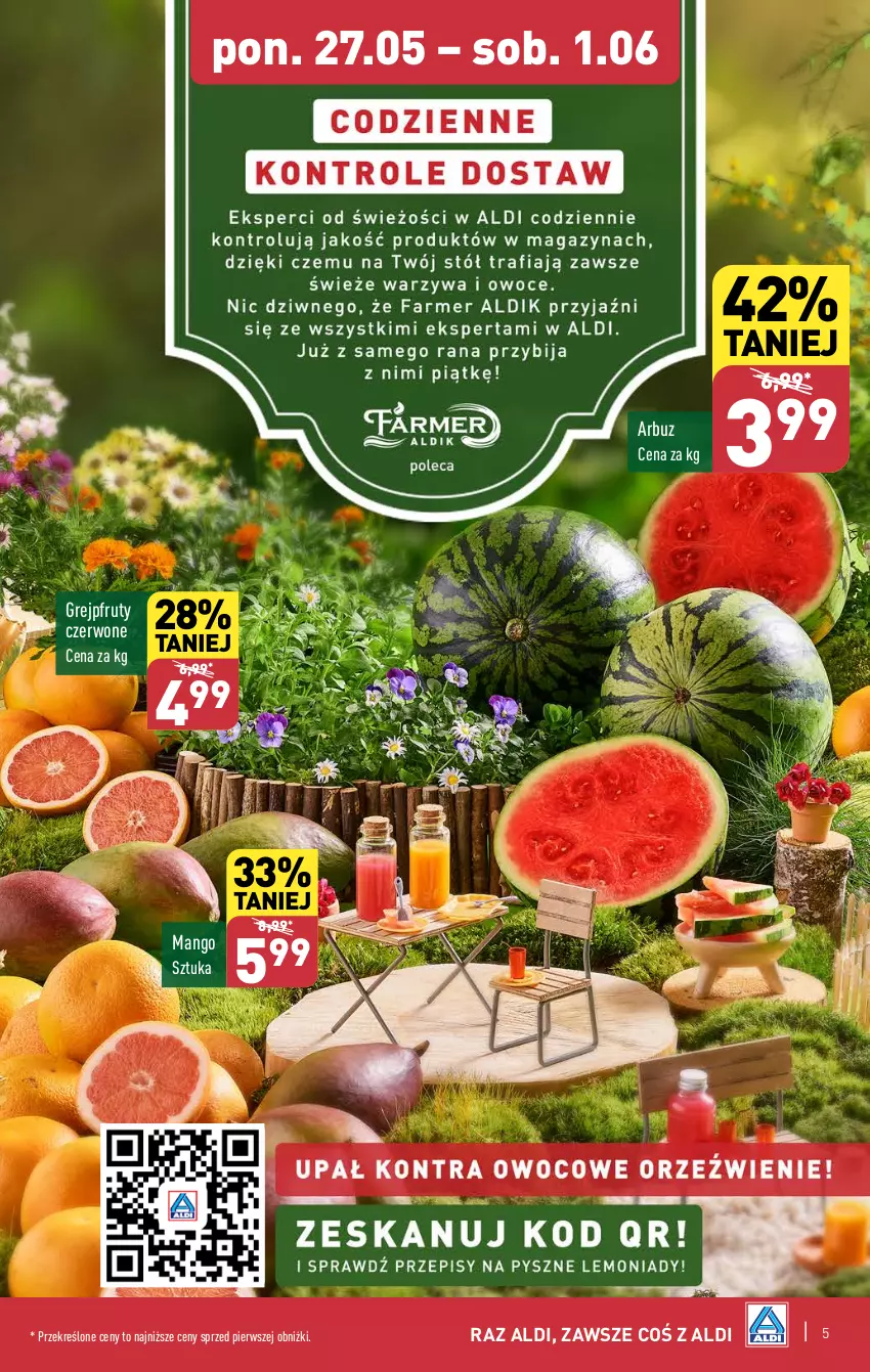 Gazetka promocyjna Aldi - Pełna oferta - ważna 27.05 do 01.06.2024 - strona 5 - produkty: Arbuz, Grejpfrut, Mango