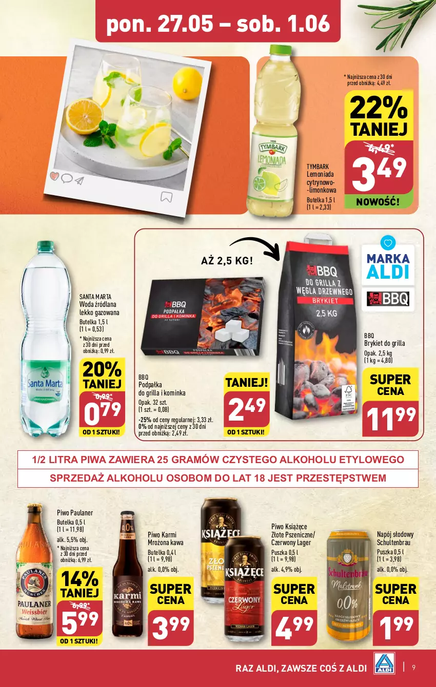 Gazetka promocyjna Aldi - Pełna oferta - ważna 27.05 do 01.06.2024 - strona 9 - produkty: Gra, Grill, Inka, Karmi, Kawa, Książęce, LANA, Lemoniada, Napój, Piwa, Piwo, Tymbark, Woda