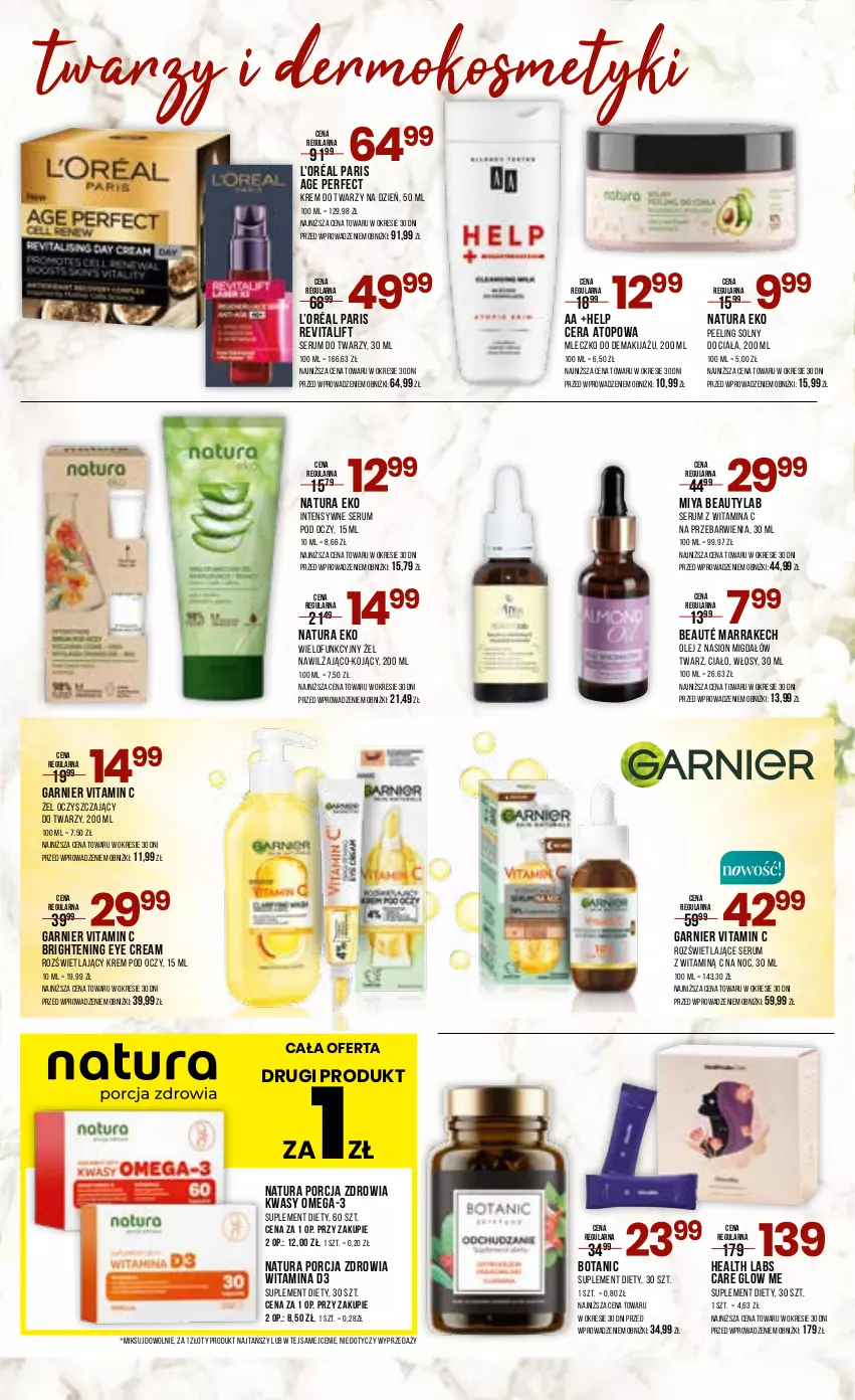 Gazetka promocyjna Drogerie Natura - Gazetka Drogerie Natura - ważna 01.05 do 15.05.2023 - strona 3 - produkty: Garnier, Krem do twarzy, Krem pod oczy, L’Oréal, Makijaż, Mleczko, Olej, Omega-3, Peeling, Por, Rum, Ser, Serum, Serum do twarzy, Serum pod oczy, Suplement diety, Top