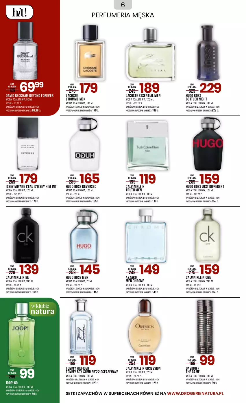 Gazetka promocyjna Drogerie Natura - Gazetka Drogerie Natura - ważna 01.05 do 15.05.2023 - strona 6 - produkty: Azzaro, Calvin Klein, David Beckham, Davidoff, Hugo Boss, JOOP!, Lacoste, Perfum, SESSIO, Woda, Woda toaletowa