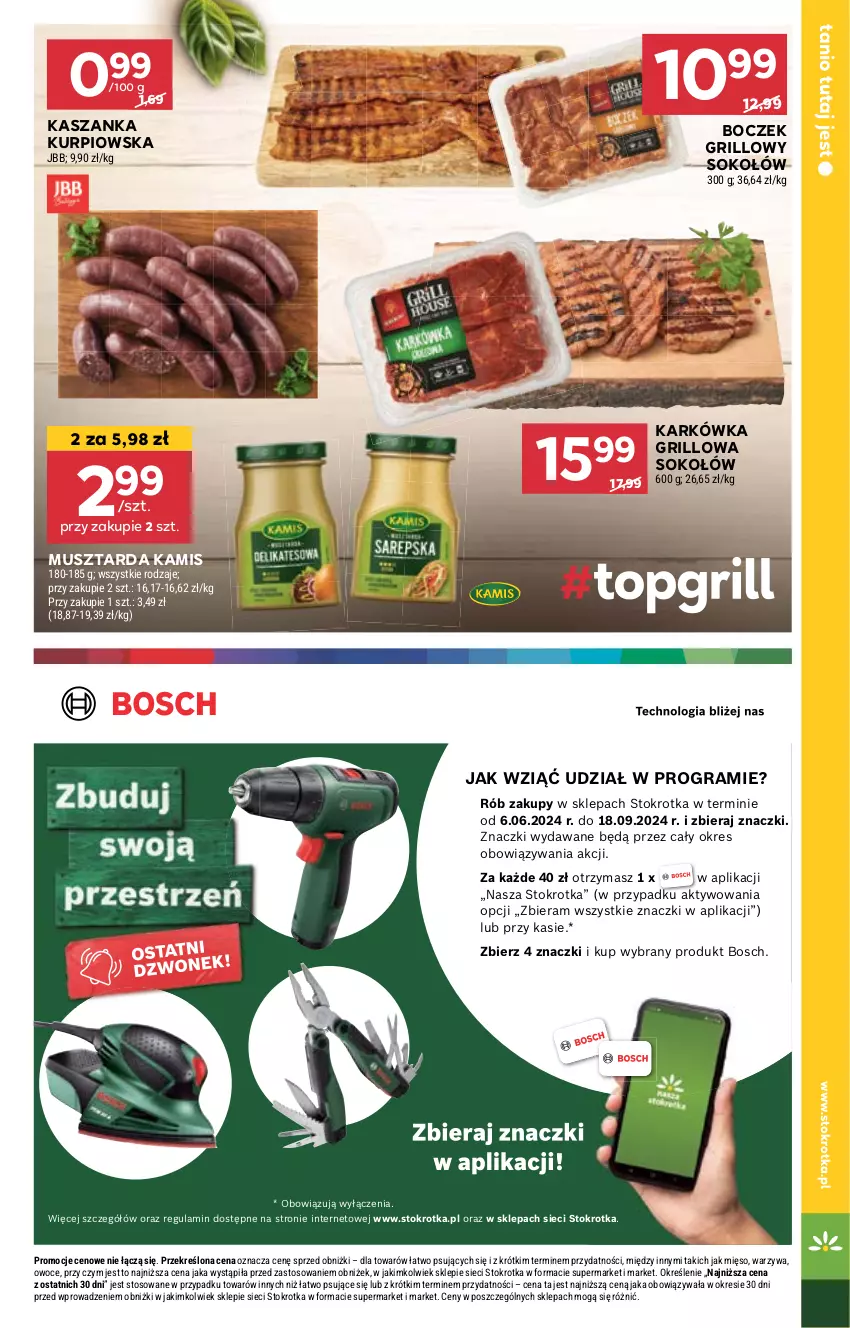 Gazetka promocyjna Stokrotka - Supermarket - ważna 29.08 do 04.09.2024 - strona 25 - produkty: Boczek, Bosch, Gra, Grill, Kamis, Kasza, Kaszanka, Mus, Musztarda, Owoce, Sok, Sokołów, Warzywa