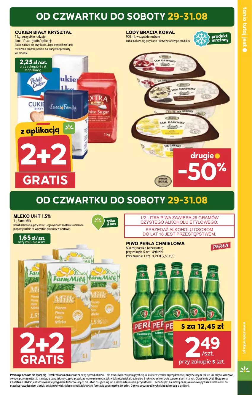 Gazetka promocyjna Stokrotka - Supermarket - ważna 29.08 do 04.09.2024 - strona 3 - produkty: Cukier, Gra, Lody, Mleko, Owoce, Perła, Piwa, Piwo, Por, Warzywa