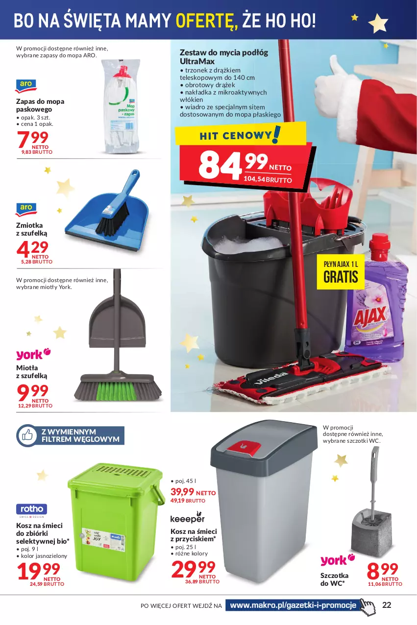 Gazetka promocyjna Makro - [Oferta promocyjna] Artykuły spożywcze i przemysłowe - ważna 14.12 do 26.12.2021 - strona 21 - produkty: Ajax, Gra, Kosz, Miotła, Mop, Rama, Szczotka, Szczotka do WC, Teleskop, Wiadro