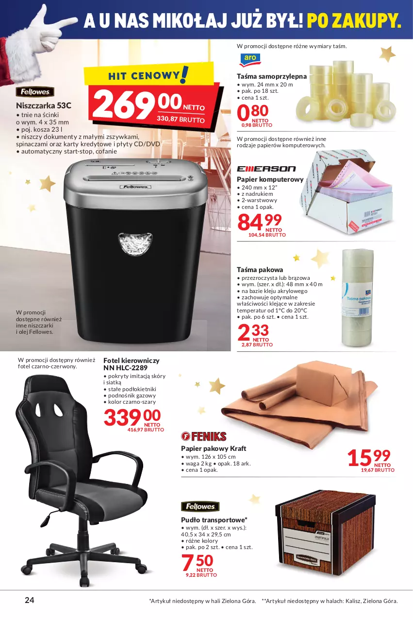 Gazetka promocyjna Makro - [Oferta promocyjna] Artykuły spożywcze i przemysłowe - ważna 14.12 do 26.12.2021 - strona 24 - produkty: Fa, Fotel, Klej, Komputer, Kosz, Mop, Niszczarka, Olej, Papier, Por, Sport, Taśma pakowa, Top, Tran, Waga