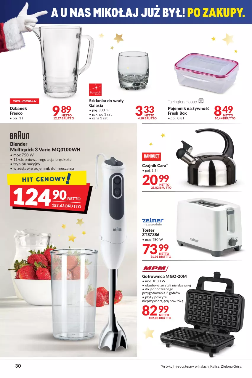 Gazetka promocyjna Makro - [Oferta promocyjna] Artykuły spożywcze i przemysłowe - ważna 14.12 do 26.12.2021 - strona 30 - produkty: Blender, Czajnik, Dzbanek, Fresco, Gala, Gofrownica, Pojemnik, Szklanka, Top, Toster