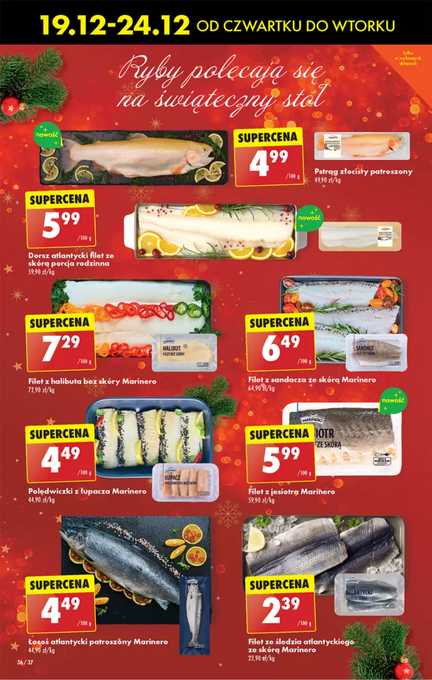 Gazetka promocyjna Biedronka - Od czwartku - ważna 19.12 do 25.12.2024 - strona 43 - produkty: Dada, Dorsz, Filet z sandacza, Halibut, Por, Pstrąg, Sandacz