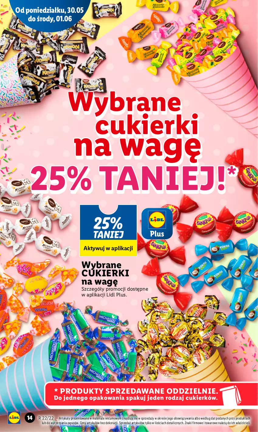 Gazetka promocyjna Lidl - GAZETKA - ważna 30.05 do 01.06.2022 - strona 14 - produkty: Cukier, Cukierki