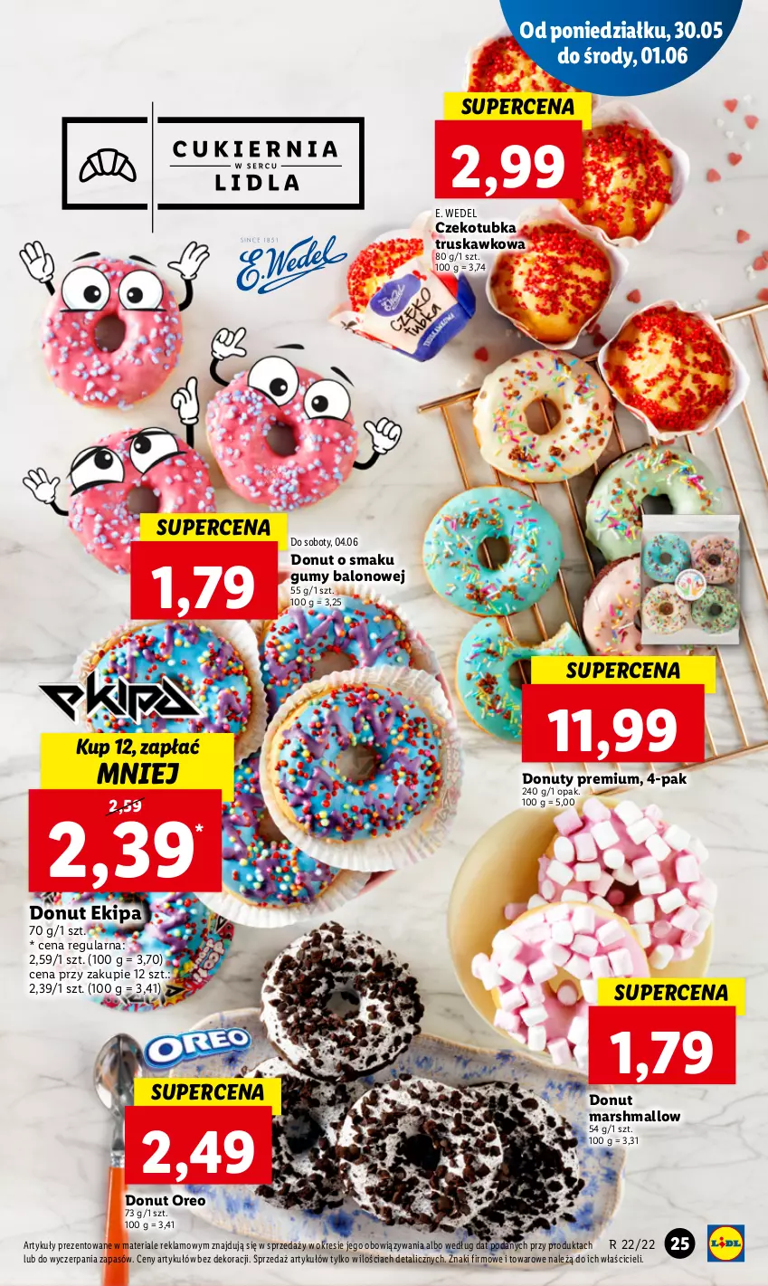 Gazetka promocyjna Lidl - GAZETKA - ważna 30.05 do 01.06.2022 - strona 25 - produkty: Donut, E. Wedel, Mars, Nuty, Oreo