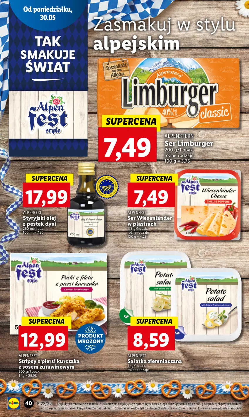 Gazetka promocyjna Lidl - GAZETKA - ważna 30.05 do 01.06.2022 - strona 40 - produkty: Burger, Kurczak, Limburger, Olej, Sałat, Sałatka, Ser, Sos, Stek, Wino