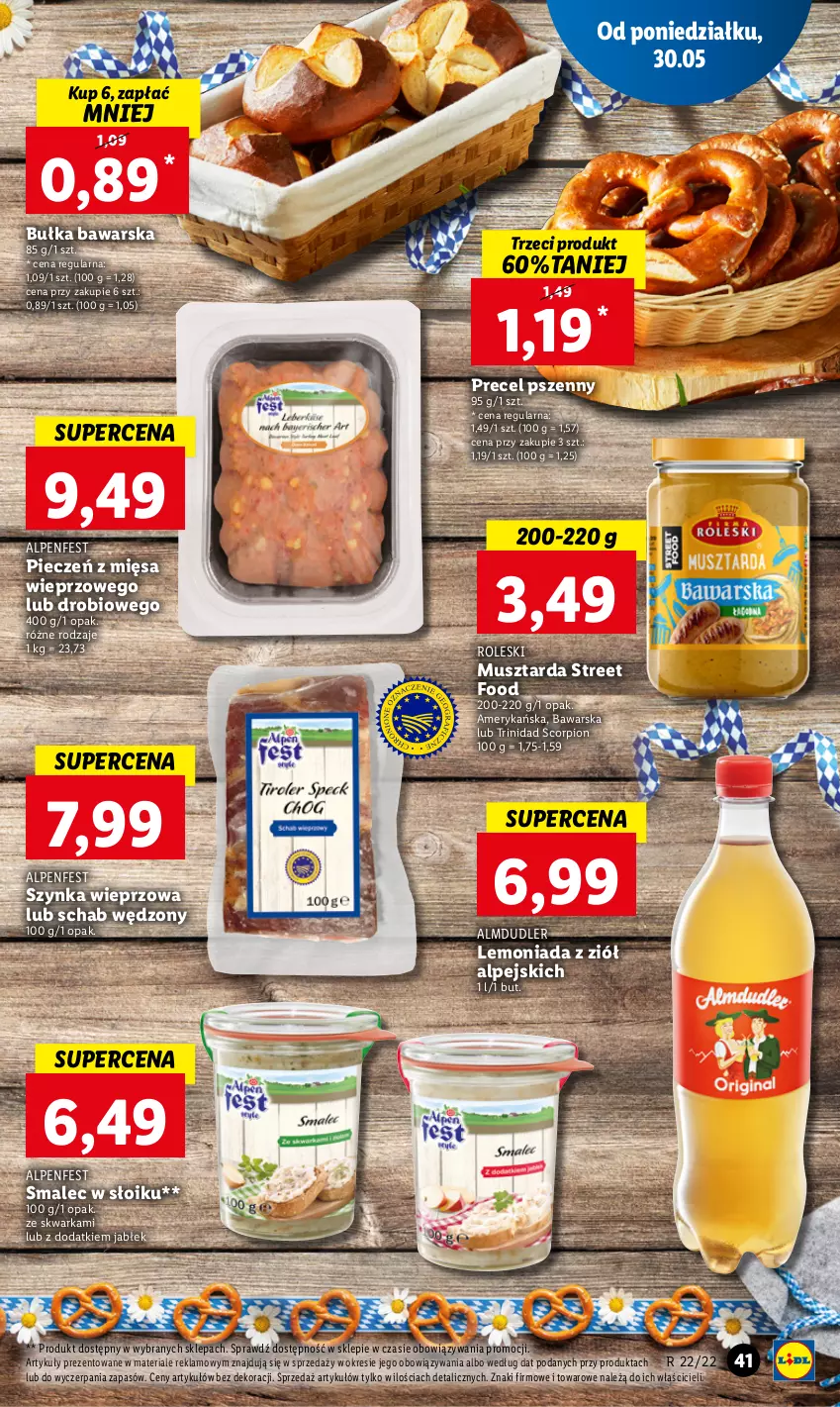 Gazetka promocyjna Lidl - GAZETKA - ważna 30.05 do 01.06.2022 - strona 41 - produkty: Bułka, Lemoniada, Mus, Musztarda, Piec, Smalec, Szynka, Szynka wieprzowa, Warka