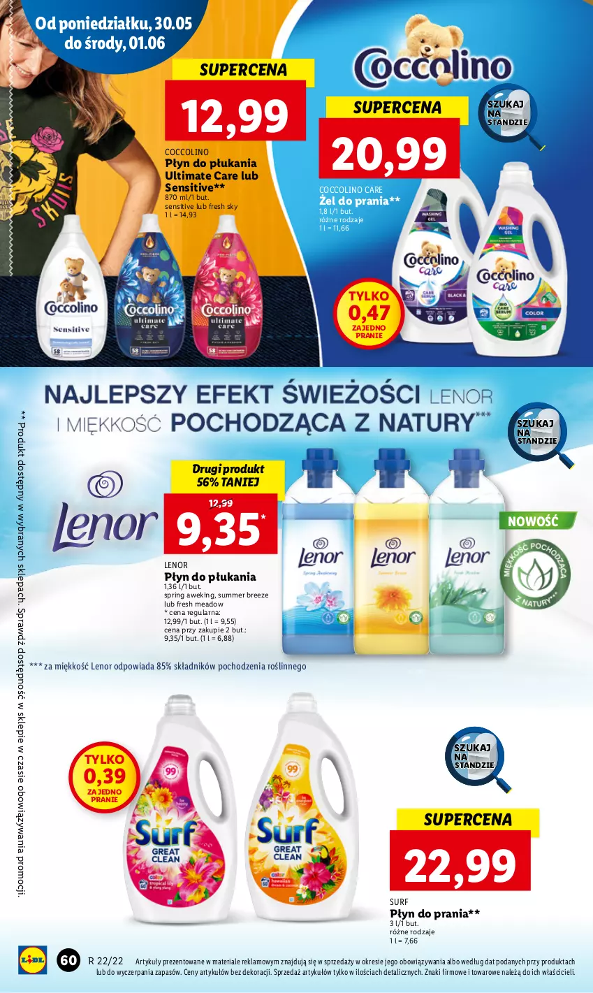 Gazetka promocyjna Lidl - GAZETKA - ważna 30.05 do 01.06.2022 - strona 60 - produkty: Coccolino, Lenor, Płyn do płukania, Płyn do prania, Surf