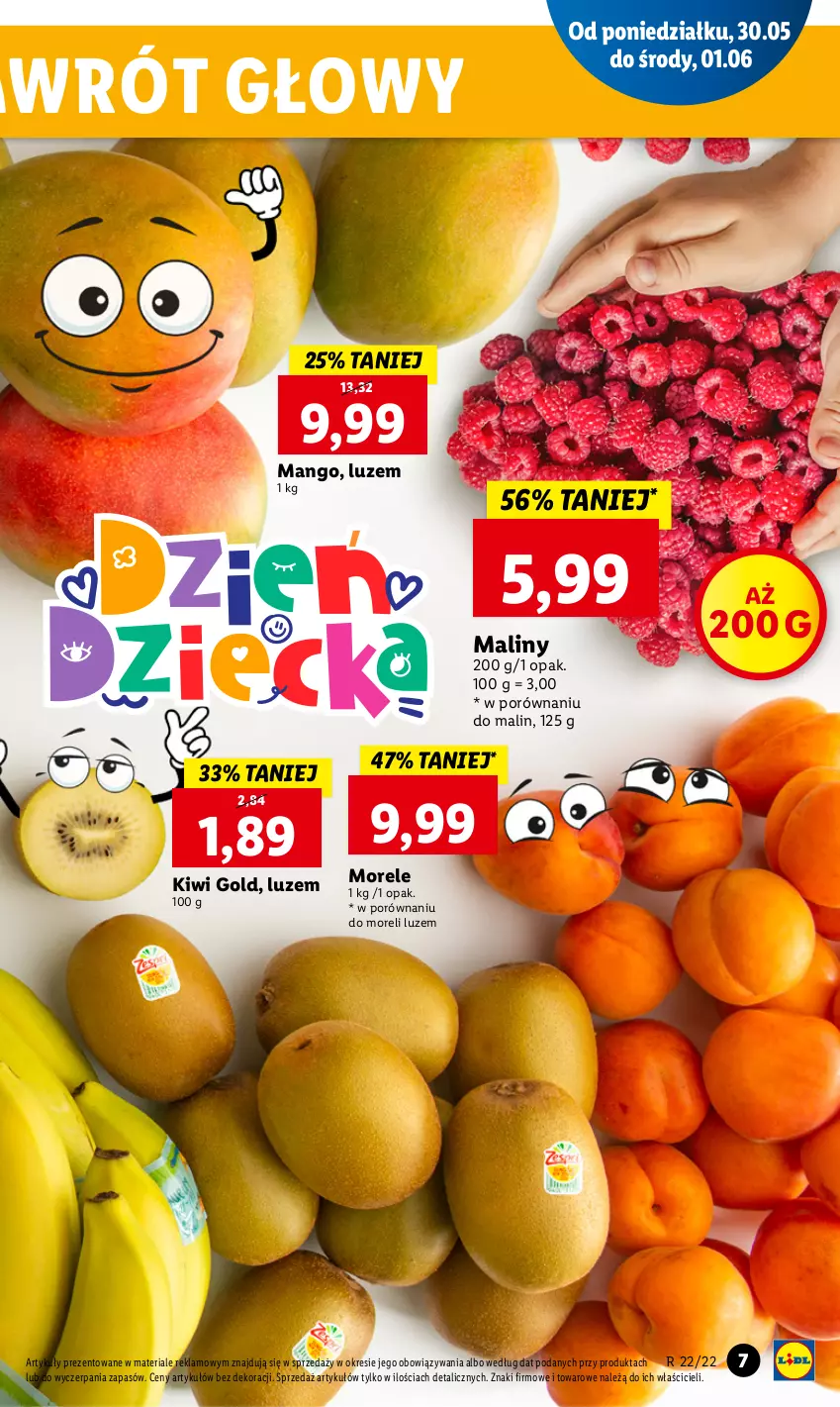 Gazetka promocyjna Lidl - GAZETKA - ważna 30.05 do 01.06.2022 - strona 7 - produkty: Kiwi, Maliny, Mango, Por