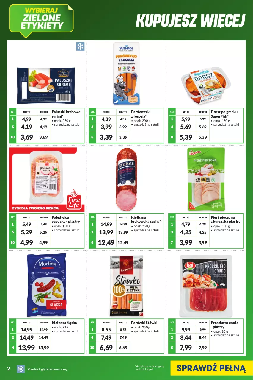 Gazetka promocyjna Makro - [Oferta specjalna] Kupujesz więcej płacisz mniej - ważna 01.08 do 31.08.2022 - strona 2 - produkty: Dorsz, Kiełbasa, Kiełbasa krakowska, Kiełbasa śląska, Kurczak, Paluszki krabowe surimi, Parówki, Piec, Polędwica, Prosciutto, Sos, Surimi