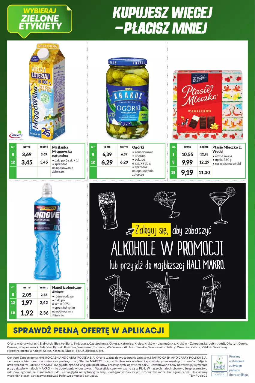 Gazetka promocyjna Makro - [Oferta specjalna] Kupujesz więcej płacisz mniej - ważna 01.08 do 31.08.2022 - strona 20 - produkty: E. Wedel, Gra, Kosz, Maślanka, Mleczko, Napój, Napój izotoniczny, Papier, Piec, Ptasie mleczko, Rum, Ser, Sos, Szal