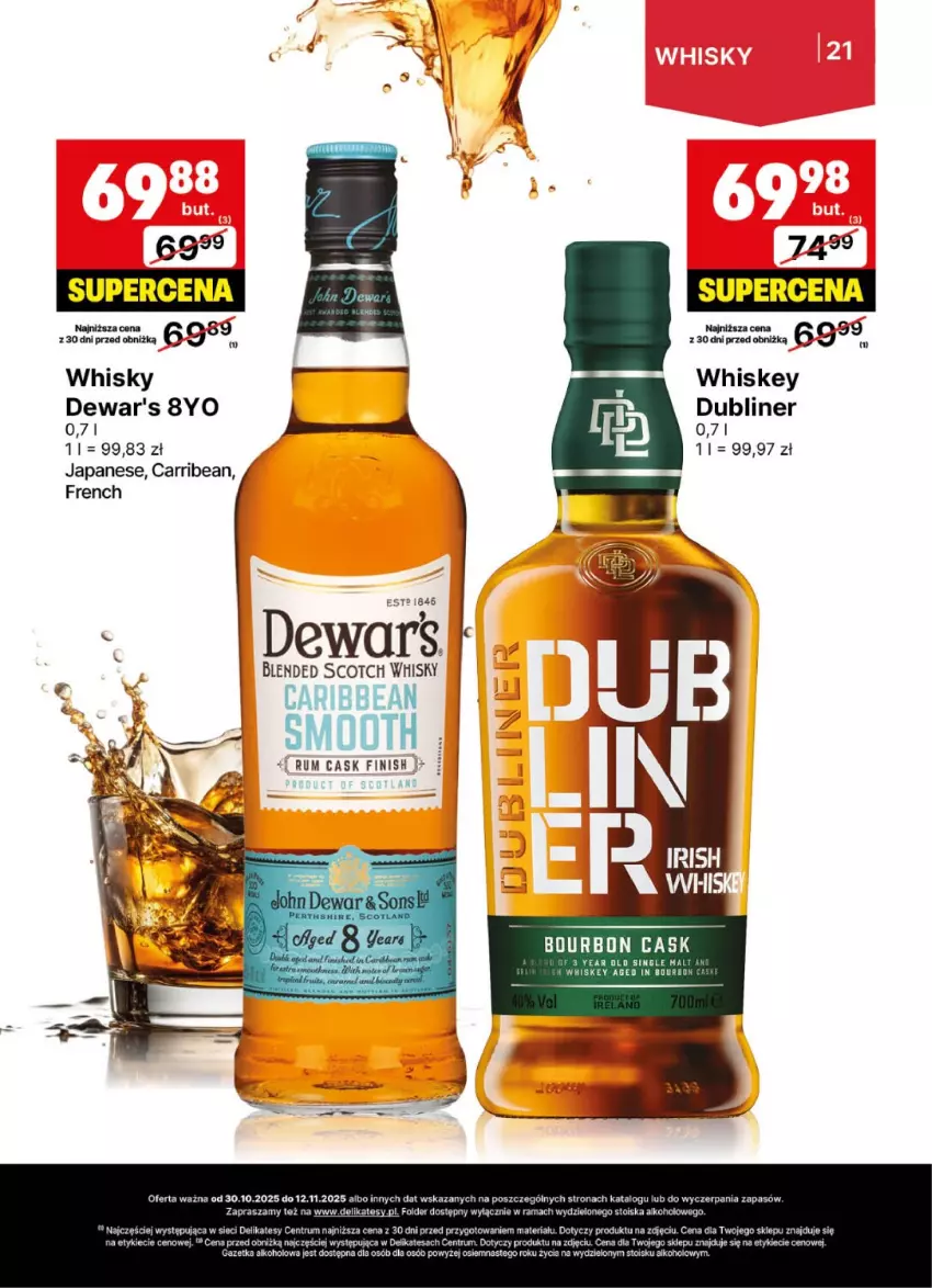 Gazetka promocyjna Delikatesy Centrum - Delibarek DC44-DC45 - ważna 30.10 do 12.11.2025 - strona 21 - produkty: Bourbon, Rama, Rum, Whiskey, Whisky