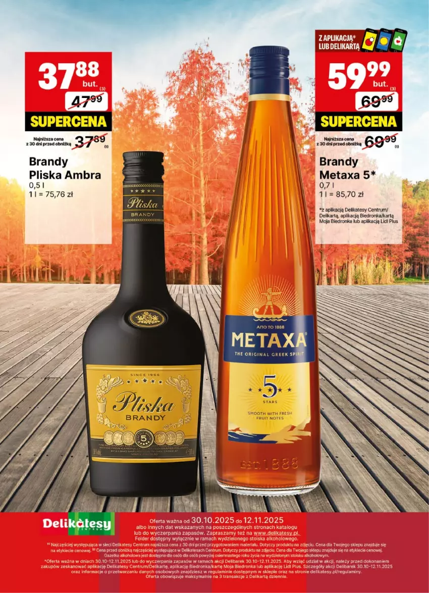 Gazetka promocyjna Delikatesy Centrum - Delibarek DC44-DC45 - ważna 30.10 do 12.11.2025 - strona 27 - produkty: Brandy, Dron, Gin, Metaxa, Pliska, Rum