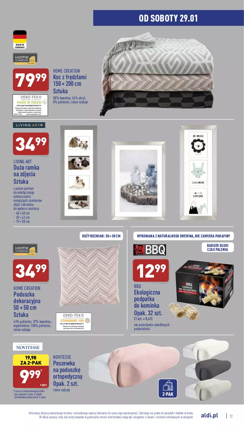 Gazetka promocyjna Aldi - Katalog Moda i Dom - ważna 24.01 do 30.01.2022 - strona 12 - produkty: Inka, Koc, Obraz, Poduszka, Poduszka dekoracyjna, Poszewka, Ramka, Top, Wełna