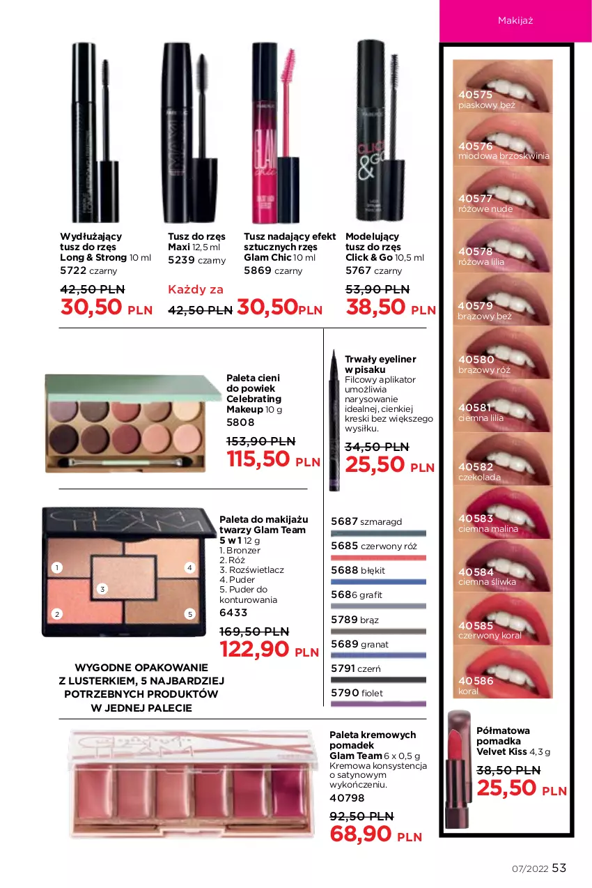 Gazetka promocyjna Faberlic - ważna 25.04 do 15.05.2022 - strona 53 - produkty: Bronzer, Czekolada, Gra, Granat, Makijaż, Paleta, Puder, Rozświetlacz, Tusz, Velvet