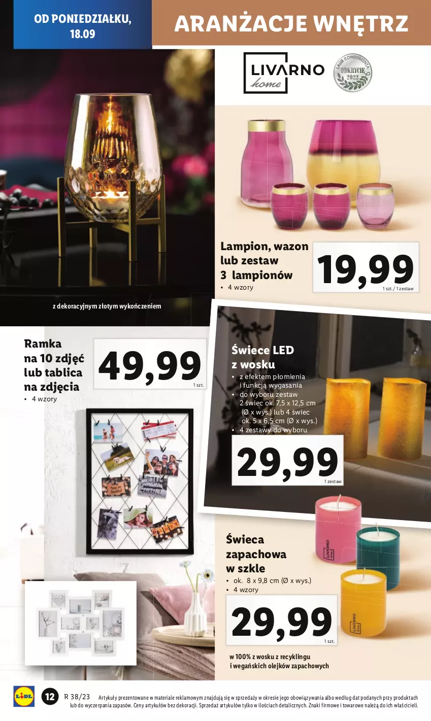 Gazetka promocyjna Lidl - GAZETKA - ważna 18.09 do 23.09.2023 - strona 14 - produkty: Lampion, Olej, Ramka, Wazon