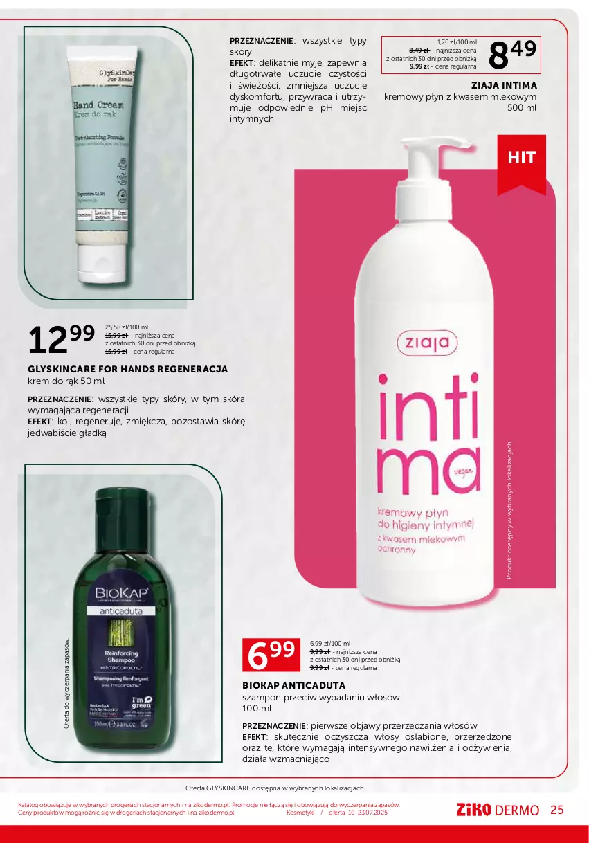 Gazetka promocyjna Ziko - Gazetka Ziko Dermo - ważna 10.07 do 23.07.2025 - strona 25 - produkty: Biokap, Krem do rąk, Mleko, Okap, Szampon, Ziaja