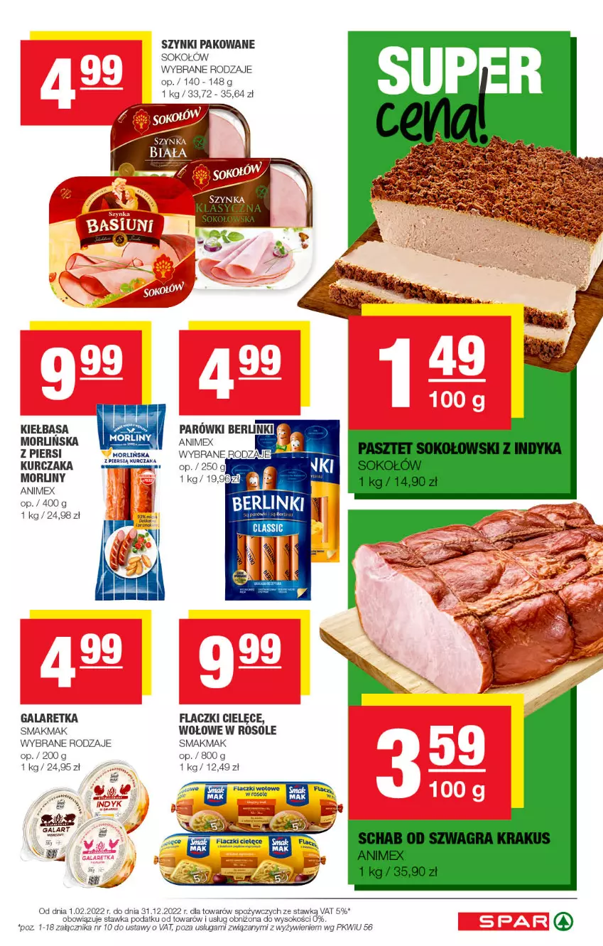 Gazetka promocyjna Spar - Spar - ważna 30.10 do 09.11.2022 - strona 7 - produkty: Gala, Galaretka, Kiełbasa, Kurczak, Morliny, Sok, Sokołów