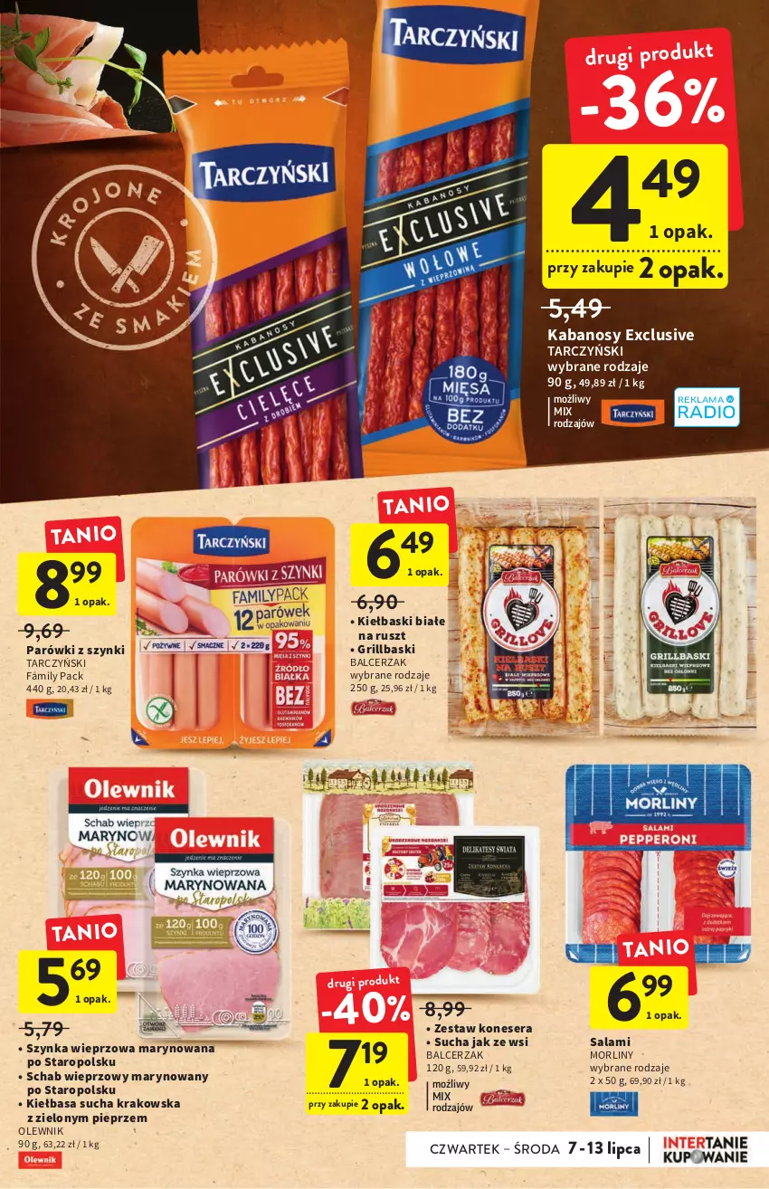 Gazetka promocyjna Intermarche - ważna 07.07 do 13.07.2022 - strona 17 - produkty: Fa, Grill, Kabanos, Kiełbasa, Kiełbaski białe, Morliny, Olewnik, Parówki, Parówki z szynki, Pieprz, Salami, Schab wieprzowy, Ser, Szynka, Szynka wieprzowa, Tarczyński