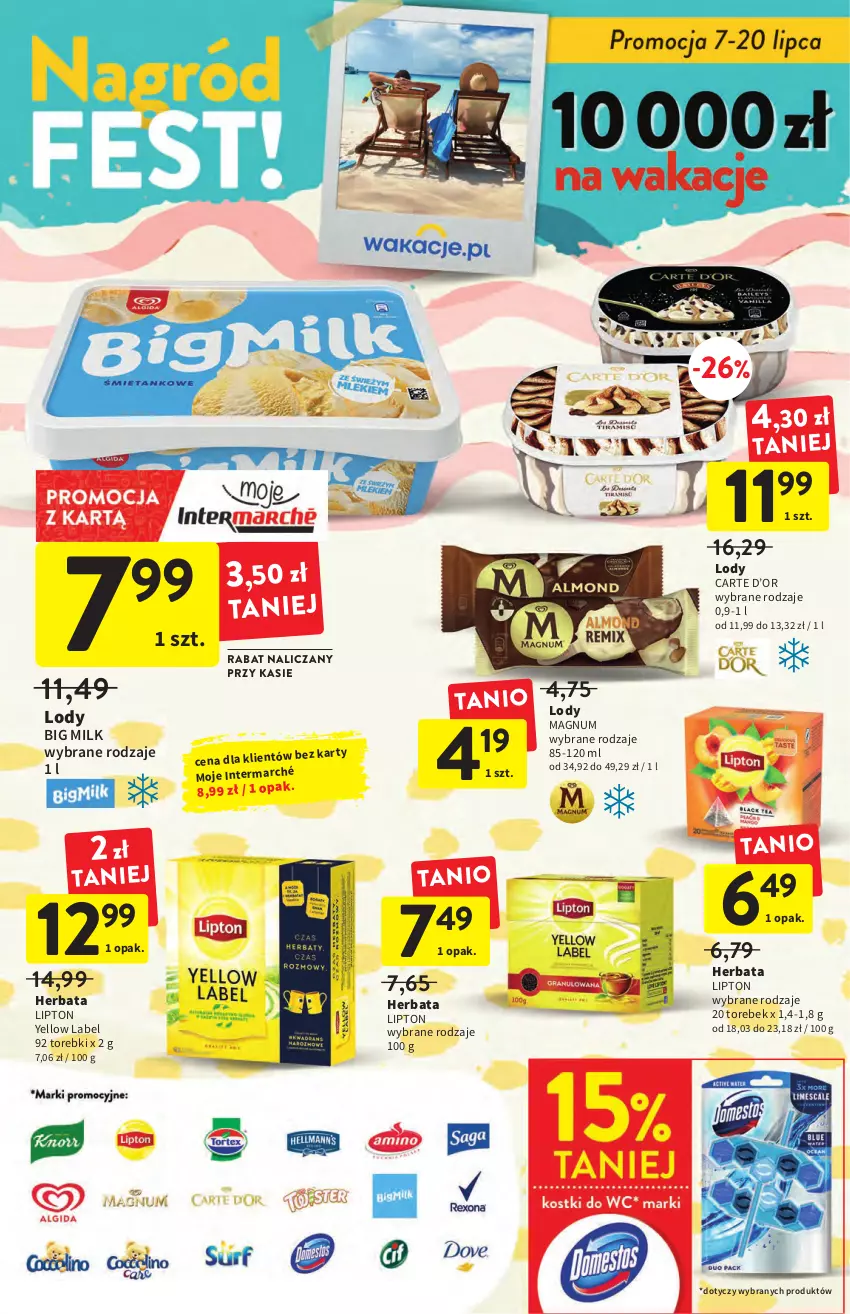 Gazetka promocyjna Intermarche - ważna 07.07 do 13.07.2022 - strona 28 - produkty: Big Milk, Herbata, Lipton, Lody