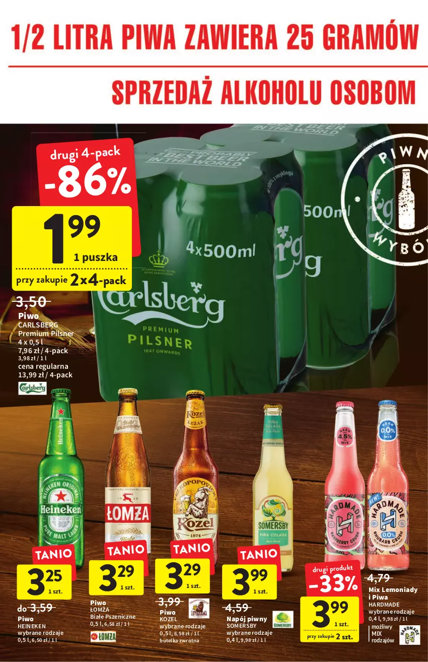 Gazetka promocyjna Intermarche - ważna 07.07 do 13.07.2022 - strona 32 - produkty: Carlsberg, Heineken, Kozel, Napój, Piwa, Piwo, Somersby