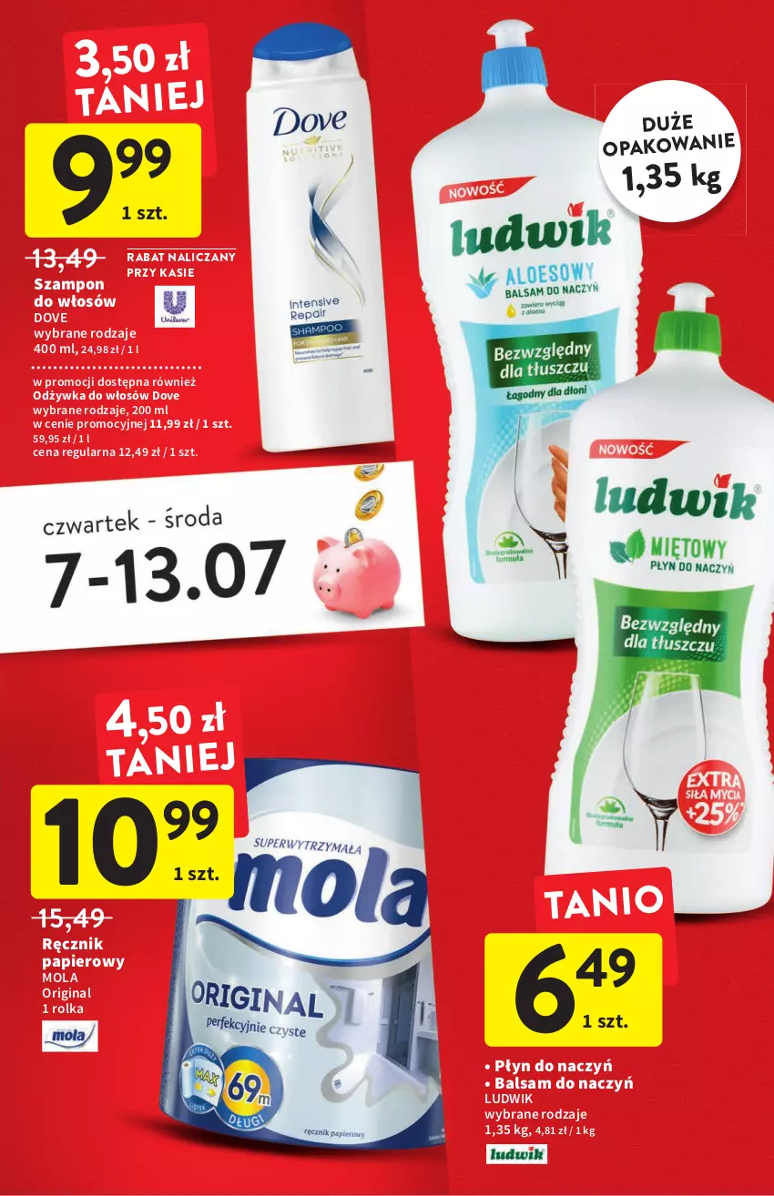 Gazetka promocyjna Intermarche - ważna 07.07 do 13.07.2022 - strona 9 - produkty: Dove, Gin, Ludwik, Mola, Odżywka, Papier, Ręcznik, Szampon