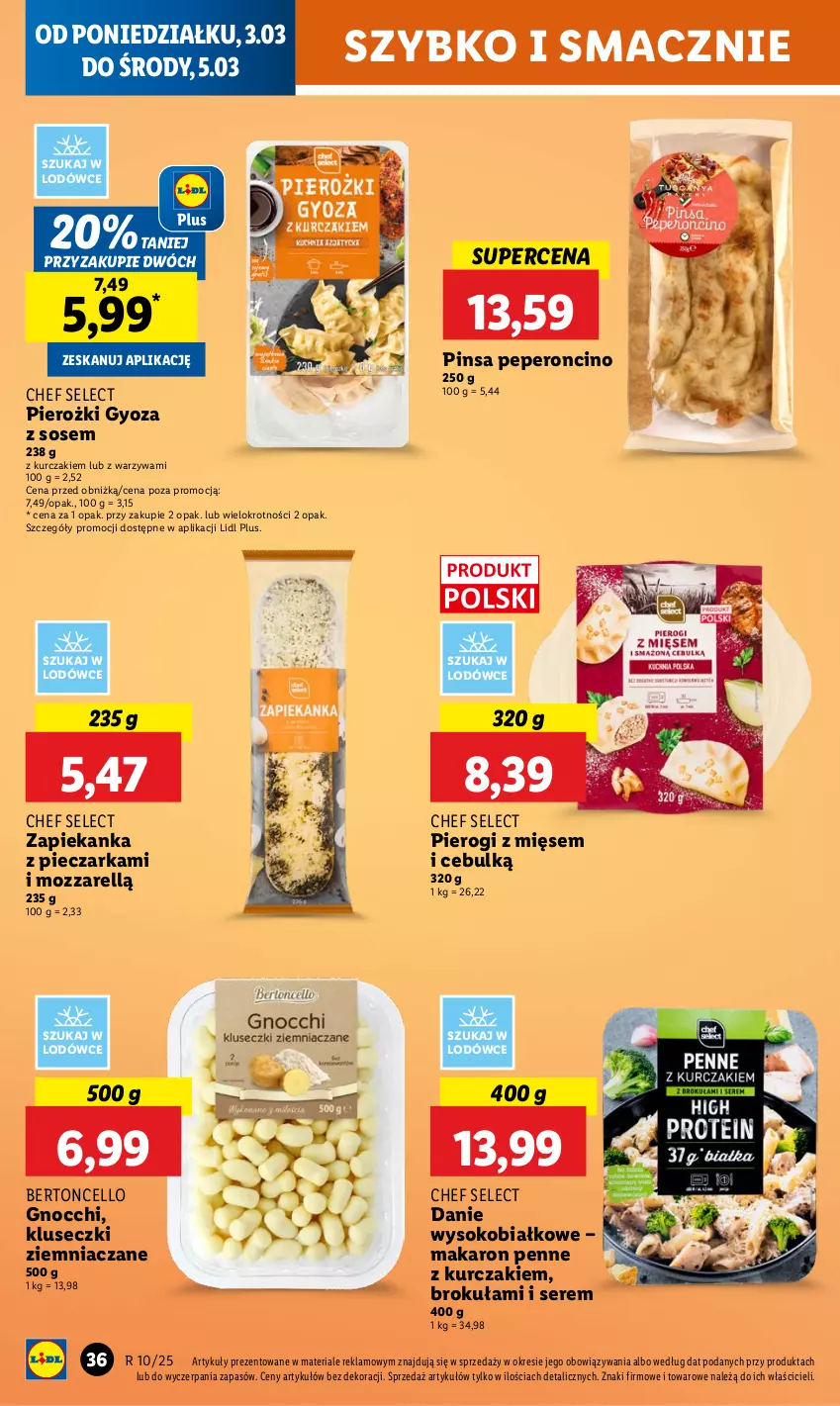 Gazetka promocyjna Lidl - GAZETKA - ważna 03.03 do 05.03.2025 - strona 42 - produkty: Gnocchi, Kurczak, Makaron, Penne, Piec, Pieczarka, Pierogi, Ser, Sok, Sos, Warzywa, Zapiekanka