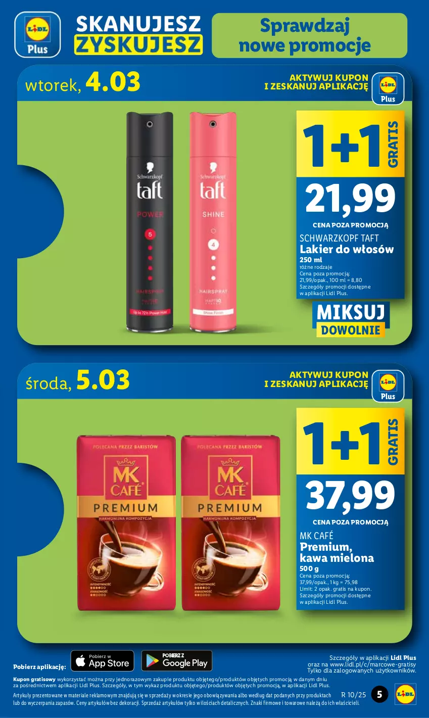 Gazetka promocyjna Lidl - GAZETKA - ważna 03.03 do 05.03.2025 - strona 5 - produkty: Gra, Kawa, Kawa mielona, Lakier, Lakier do włosów, Schwarzkopf, Taft