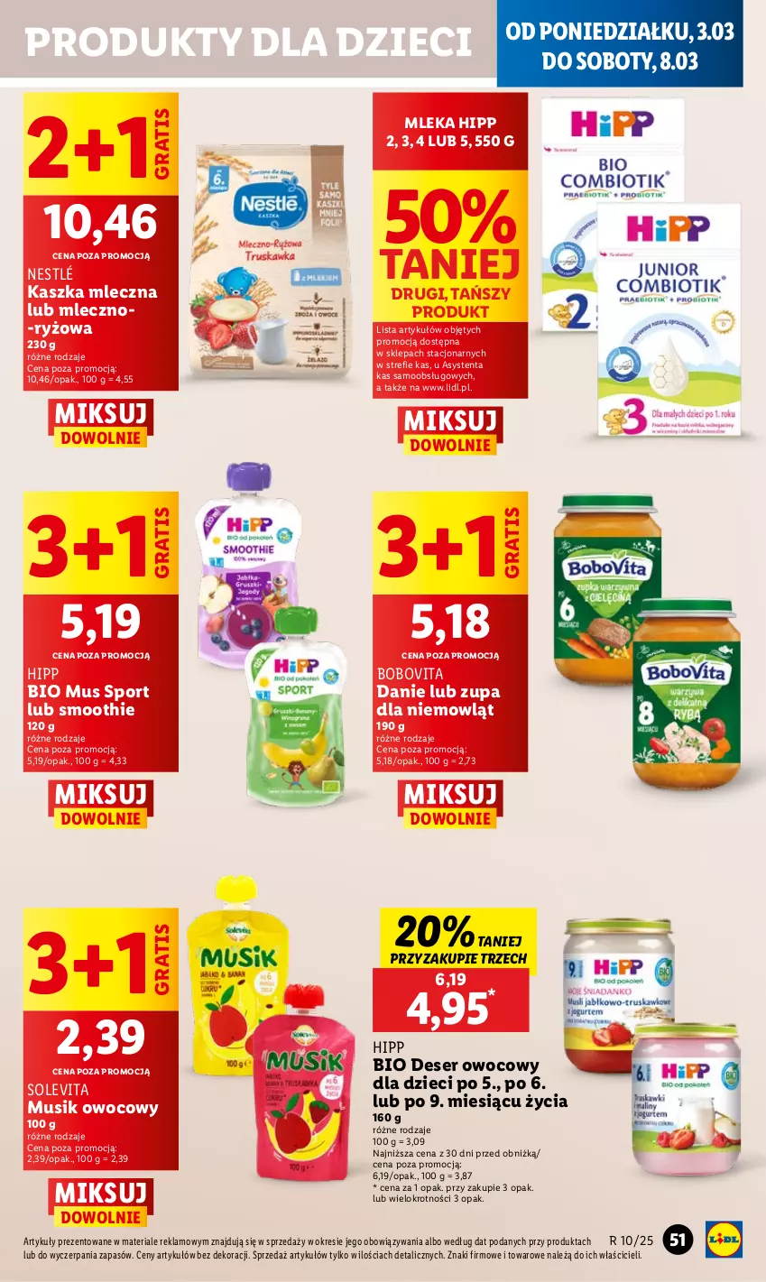 Gazetka promocyjna Lidl - GAZETKA - ważna 03.03 do 05.03.2025 - strona 59 - produkty: BoboVita, Deser, Deser owocowy, Dzieci, Gra, HiPP, Hipp Bio, Mus, Nestlé, Por, Ryż, Ser, Smoothie, Sport, Zupa