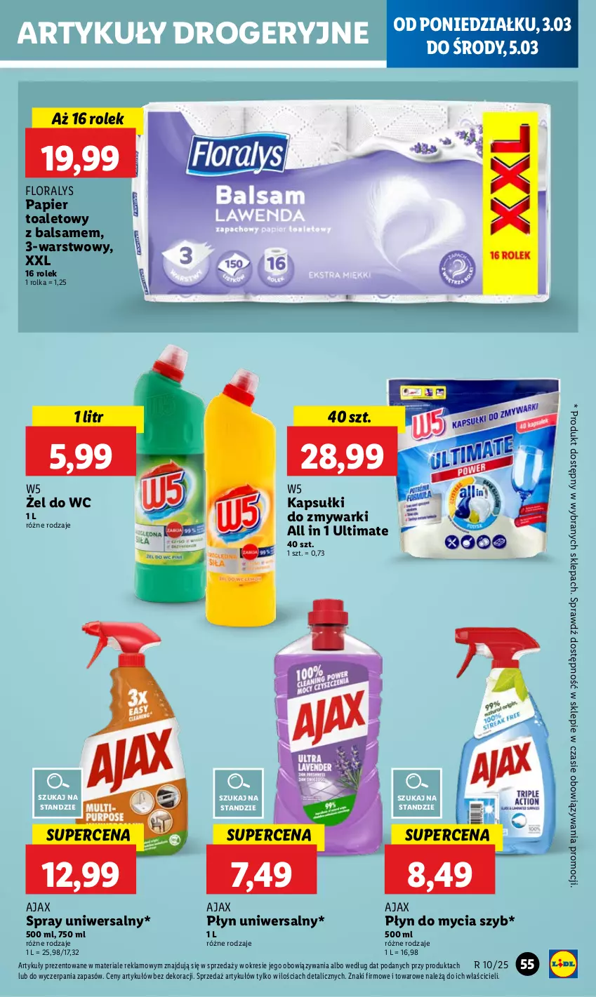 Gazetka promocyjna Lidl - GAZETKA - ważna 03.03 do 05.03.2025 - strona 61 - produkty: Ajax, Flora, Papier, Papier toaletowy, Płyn do mycia, Zmywarki