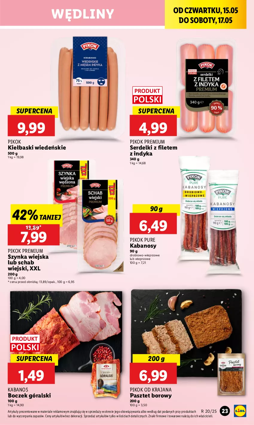 Gazetka promocyjna Lidl - GAZETKA - ważna 15.05 do 17.05.2025 - strona 27 - produkty: Boczek, Kabanos, Pasztet, PIKOK, Pur, Ser, Serdelki, Szynka
