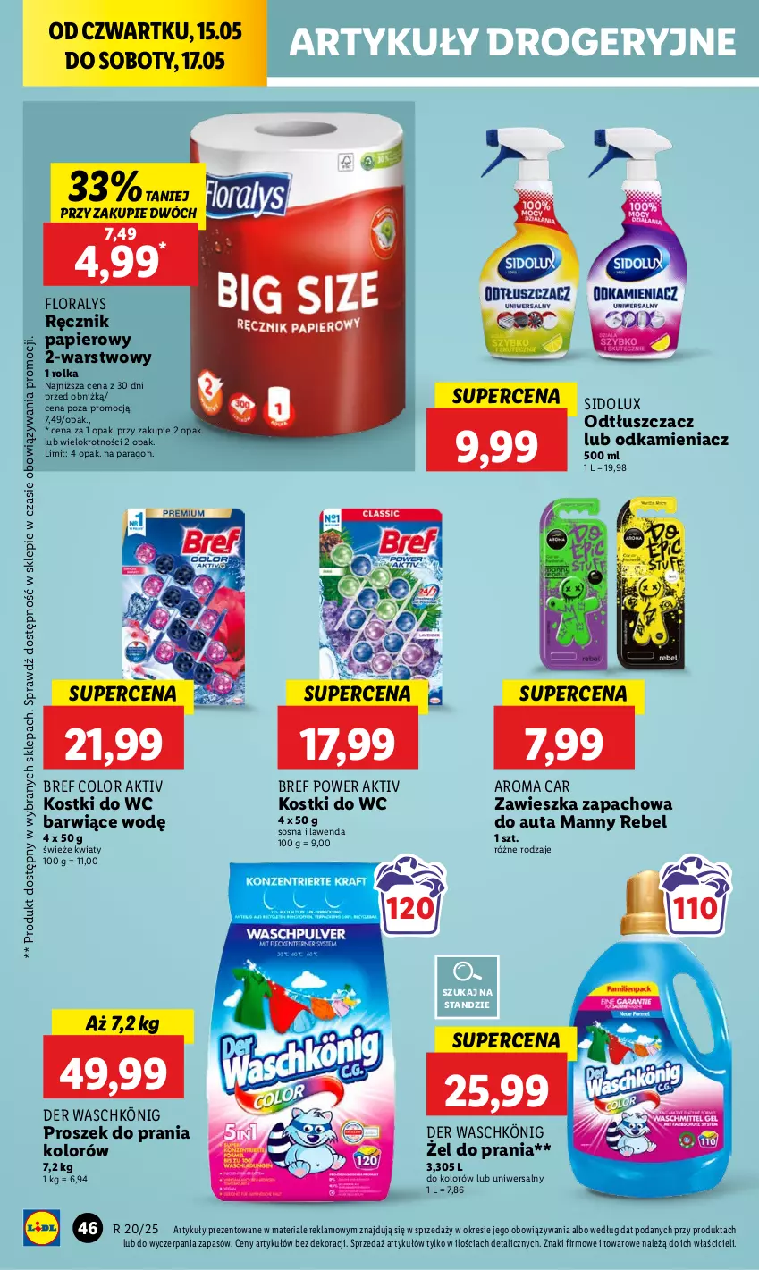 Gazetka promocyjna - GAZETKA - ważna 15.05 do 17.05.2025 - strona 52 - produkty: Bref, Flora, König, Odkamieniacz, Odtłuszczacz, Papier, Proszek do prania, Ręcznik, Sidolux, Sos