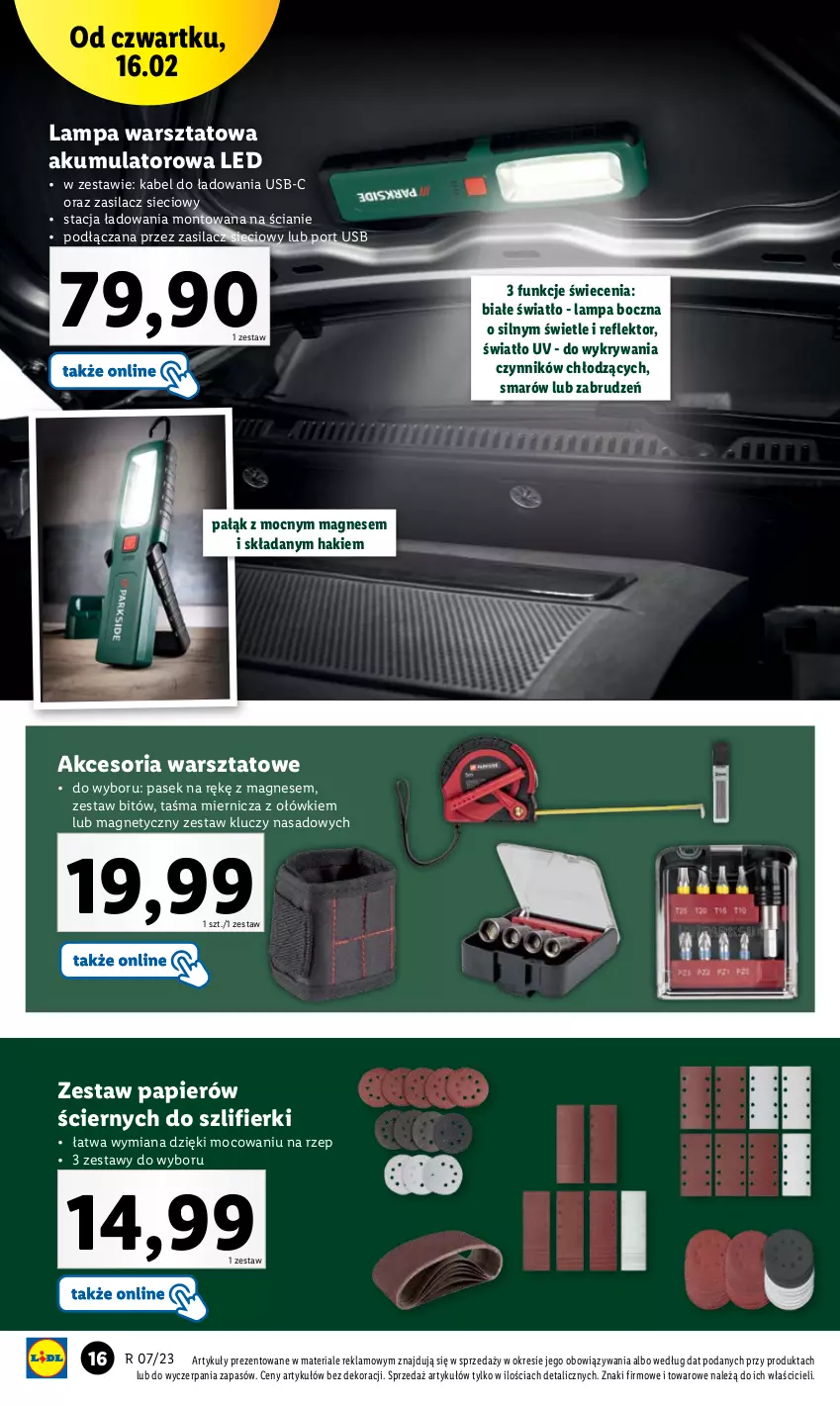 Gazetka promocyjna Lidl - GAZETKA - ważna 13.02 do 18.02.2023 - strona 18 - produkty: Akumulator, Lampa, Papier, Pasek, Por, Reflektor, Taśma miernicza, Zestaw kluczy, Zestaw kluczy nasadowych