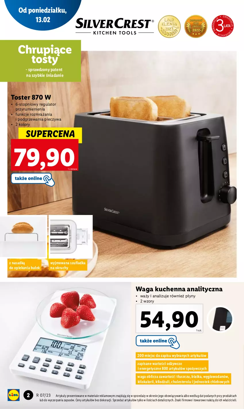 Gazetka promocyjna Lidl - GAZETKA - ważna 13.02 do 18.02.2023 - strona 2 - produkty: Chleb, Piec, Rum, Stek, Top, Toster, Waga, Woda