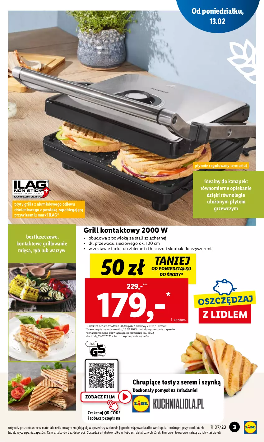 Gazetka promocyjna Lidl - GAZETKA - ważna 13.02 do 18.02.2023 - strona 3 - produkty: Grill, Grill kontaktowy, Ser, Termos