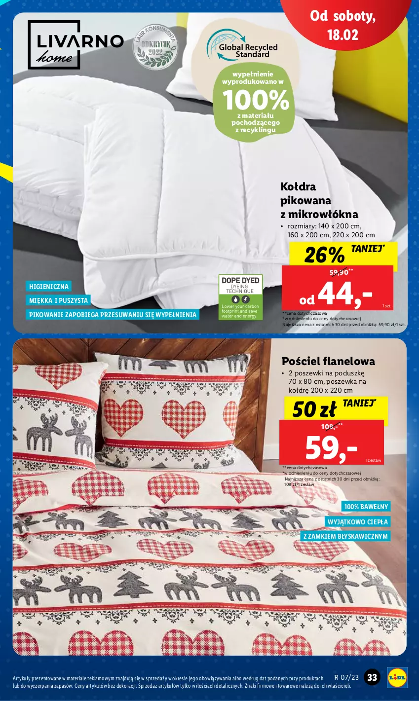 Gazetka promocyjna Lidl - GAZETKA - ważna 13.02 do 18.02.2023 - strona 35 - produkty: Control, Kołdra, Pościel, Pościel flanelowa, Poszewka